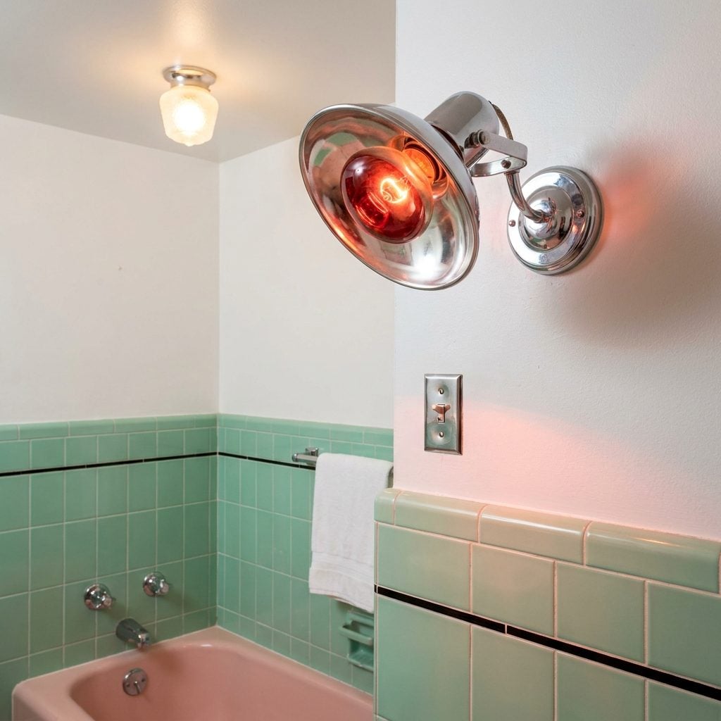 Wall-Mounted Heat Lamps for Warming Up After Baths Like a Rotisserie Chicken