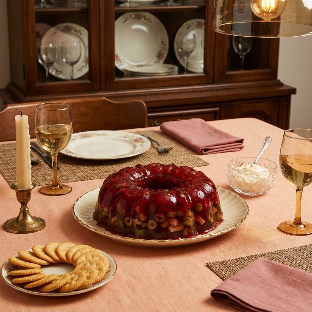 Tomato Aspic Molded Into a Shimmering Ring and Served Like It Was Perfectly Normal