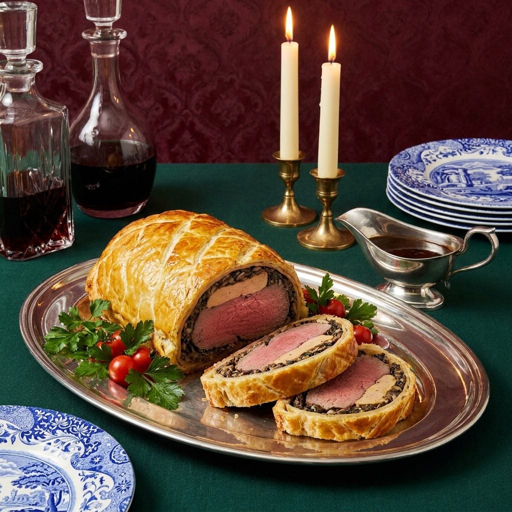Beef Wellington Stuffed with Foie Gras Under That Golden Pastry Shell