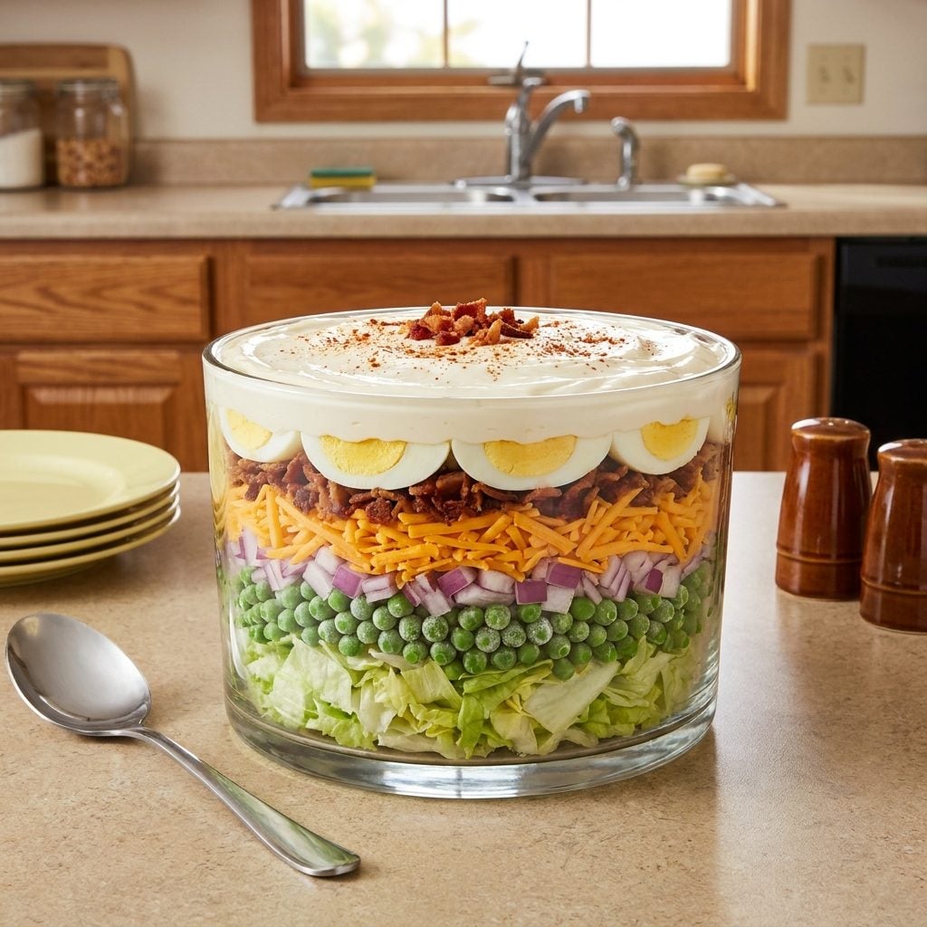 The Seven-Layer Salad That Sat in a Glass Bowl So You Could See Every Suspicious Layer