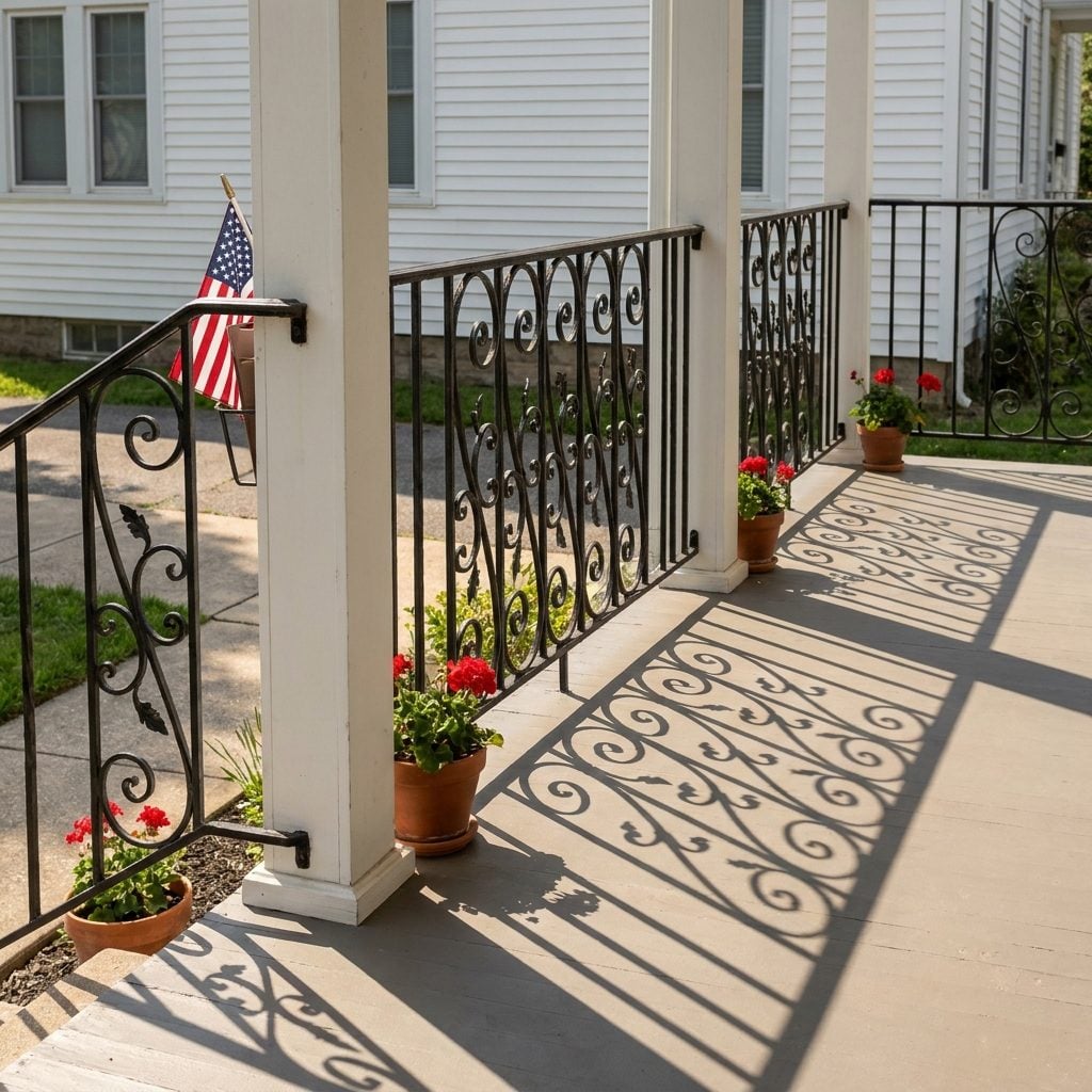 Wrought Iron Railings with Decorative Scrollwork