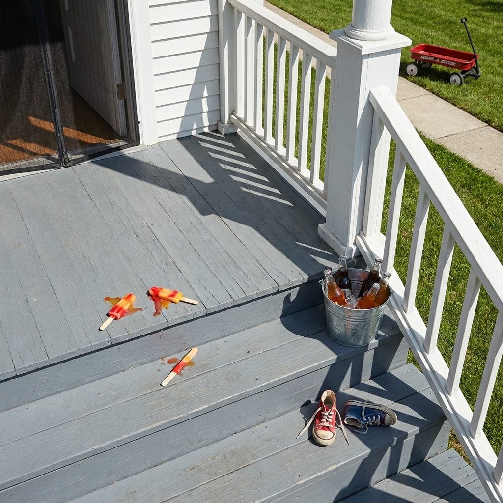 Kids Parked on the Porch Steps With Popsicles Melting Faster Than They Could Eat Them