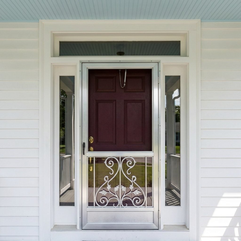 Front Doors With Those Decorative Aluminum Storm Doors Nobody Could Open Quietly