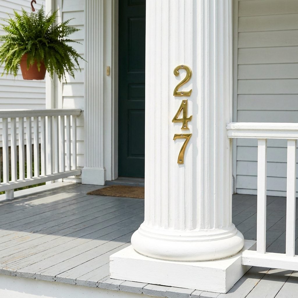 House Numbers Mounted on Porch Columns With More Pride Than the Address Warranted