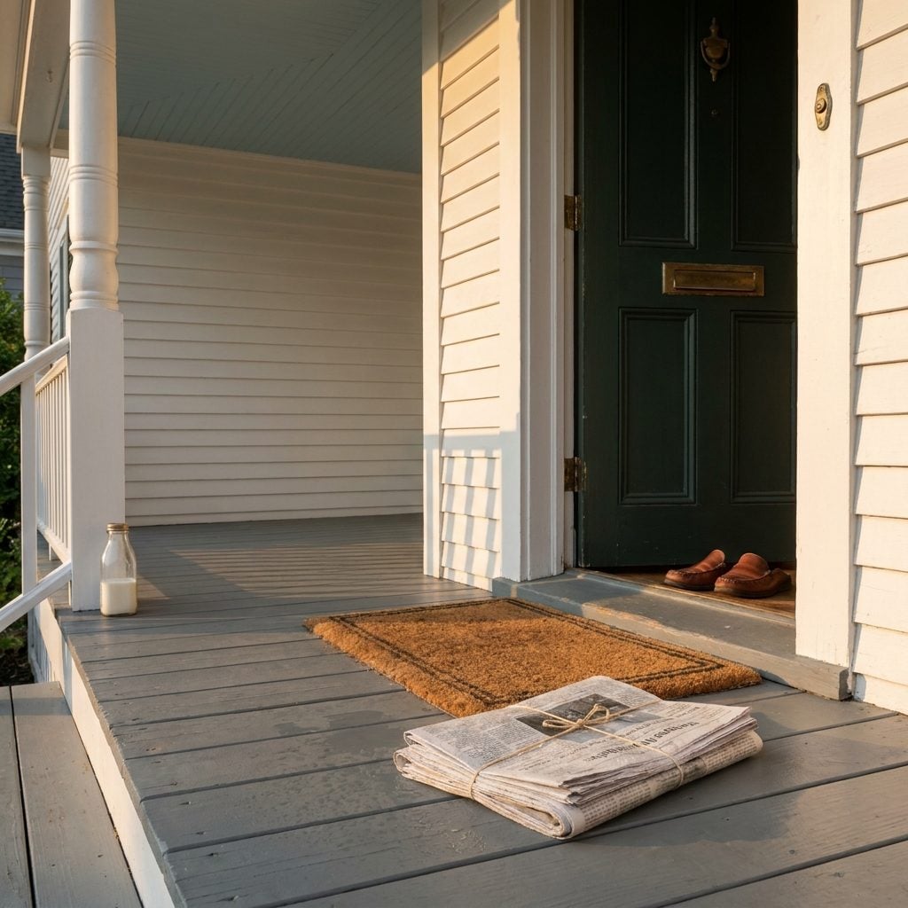 The Morning Newspaper Folded Tight and Tossed Beside the Front Door Like Clockwork