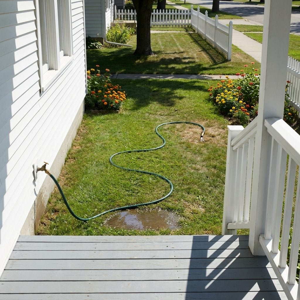 Garden Hoses Stretched Across the Whole Yard Like Some Kind of Obstacle Course