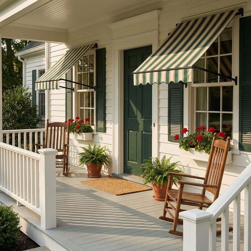 Striped Canvas Window Awnings That Gave the Whole Porch a Café Feel