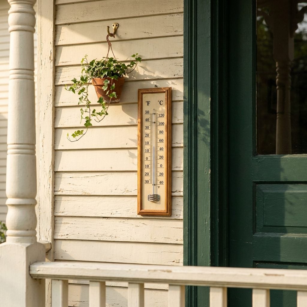 Outdoor Thermometers Mounted Near the Door Frame