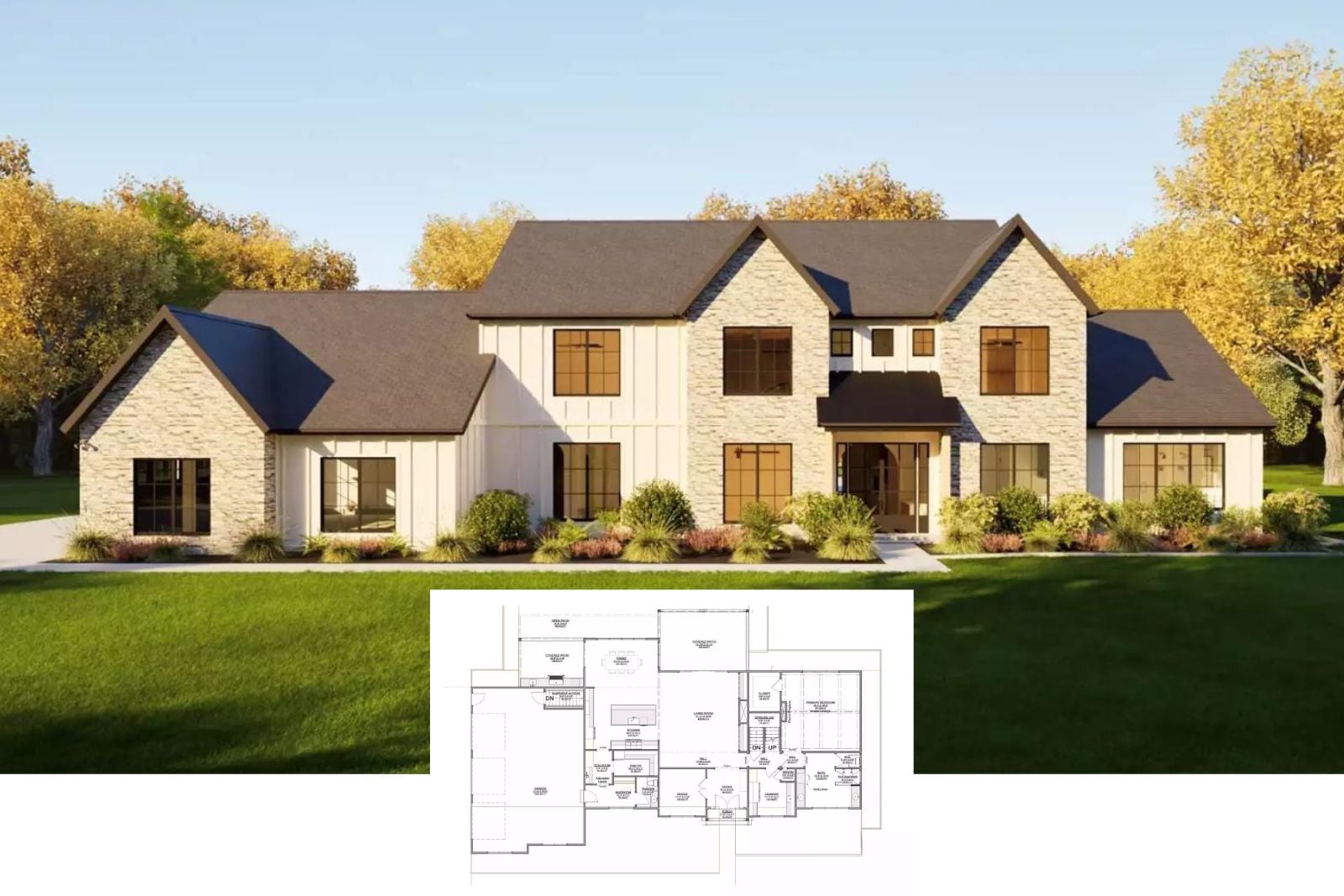 Ashmere Grove is an Executive 3,603 Sq. Ft. 4-Bedroom Modern Farmhouse House Plan Designed for Families Who Are Tired of Cramped Living (Floor Plan) (Floor Plan)