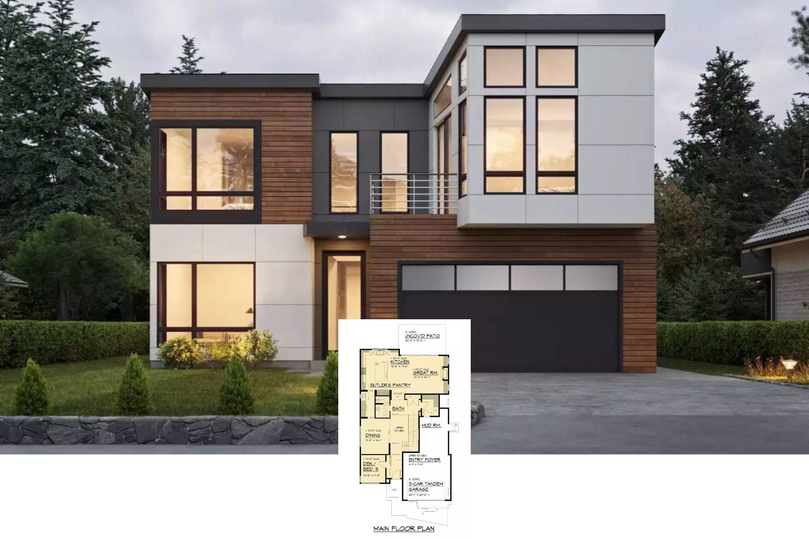 4-Bedroom Contemporary-Style Herron Home with Balcony and Vaulted Bonus Room (Floor Plan)