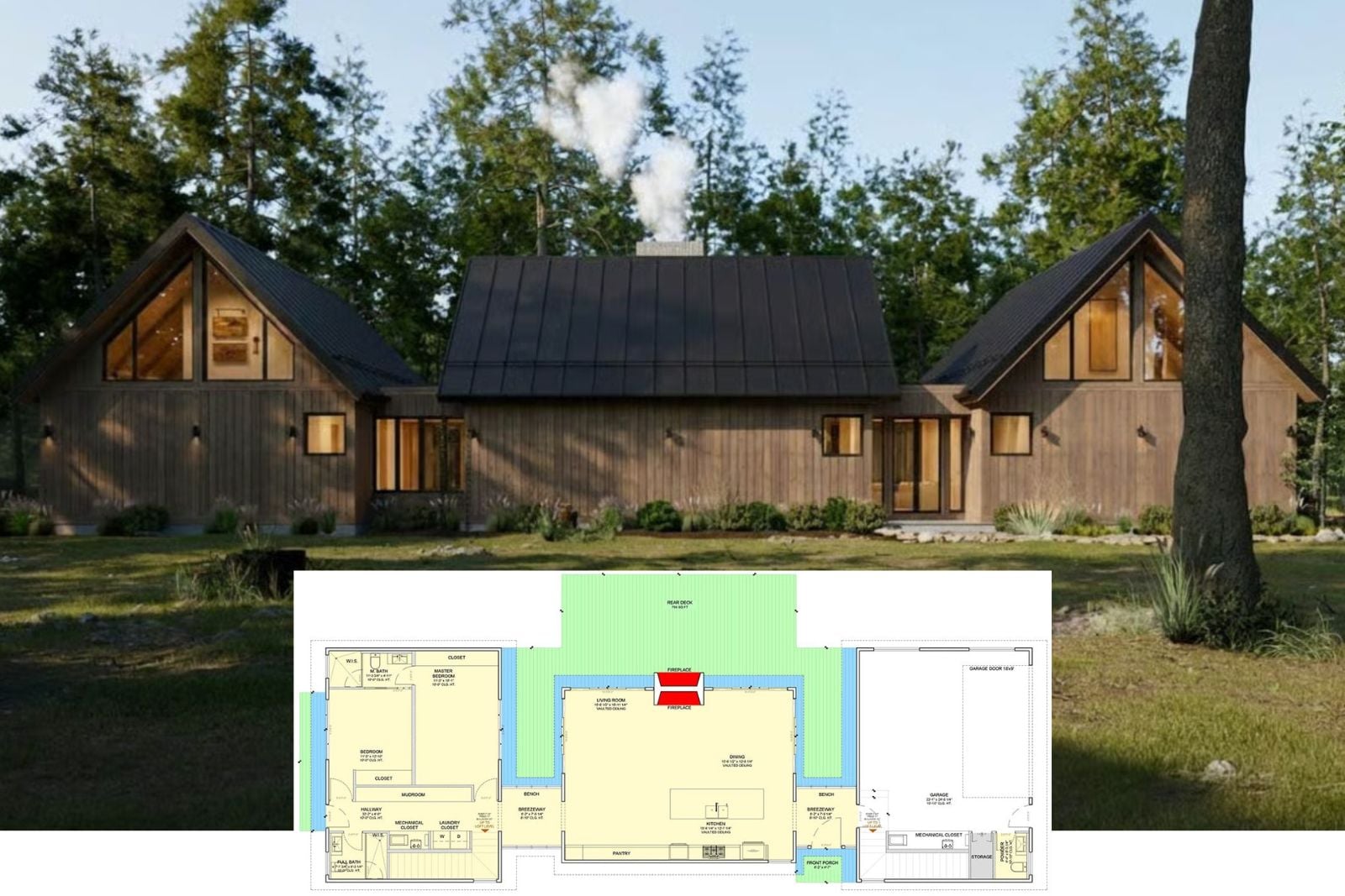 Modern Mountain Retreat Home with 4 Bedrooms and Open-Concept Living (Floor Plan)