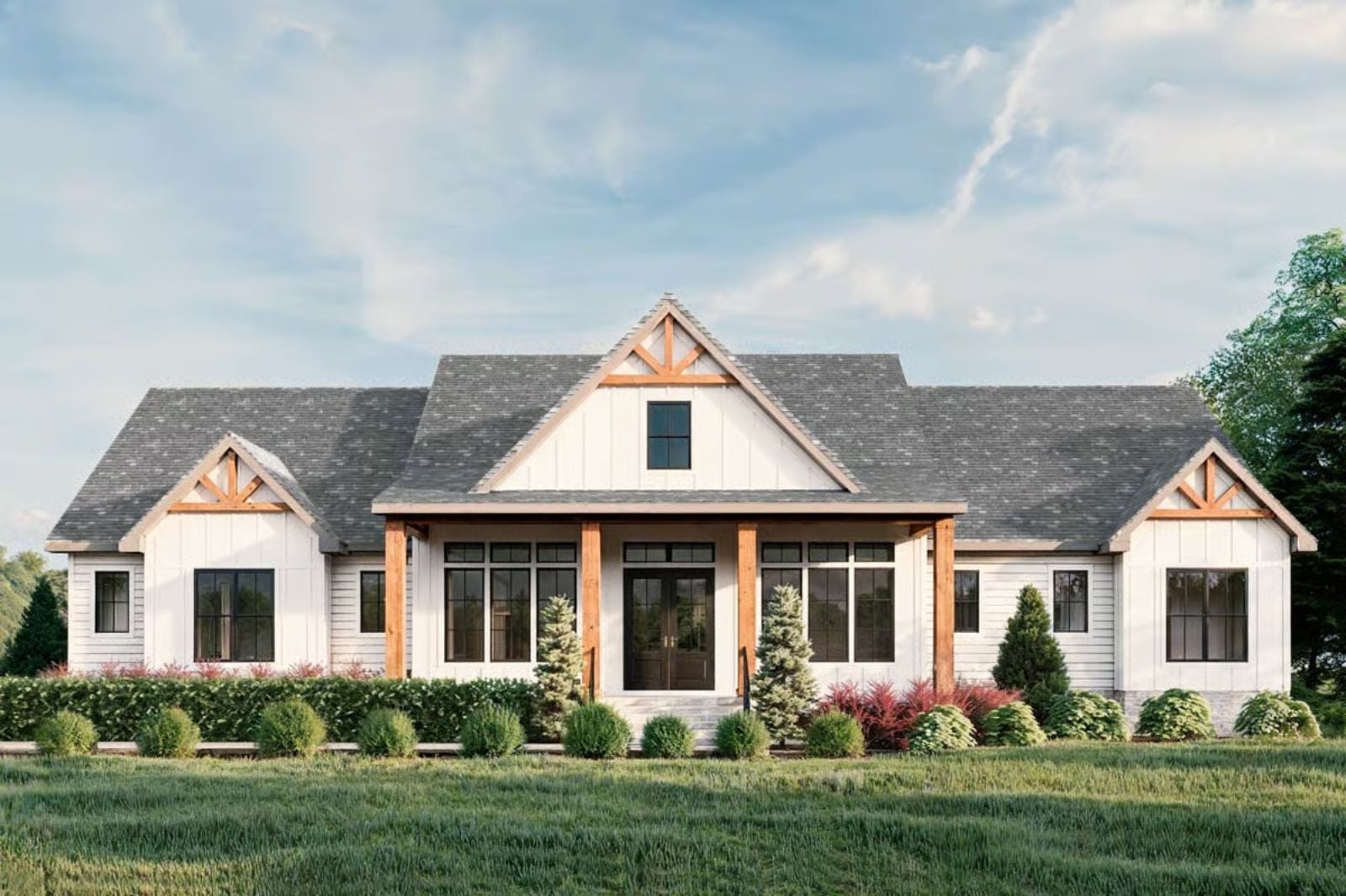 Modern Farmhouse-Style 3-Bedroom Home with Bonus Room and Screened Porch (Floor Plan)