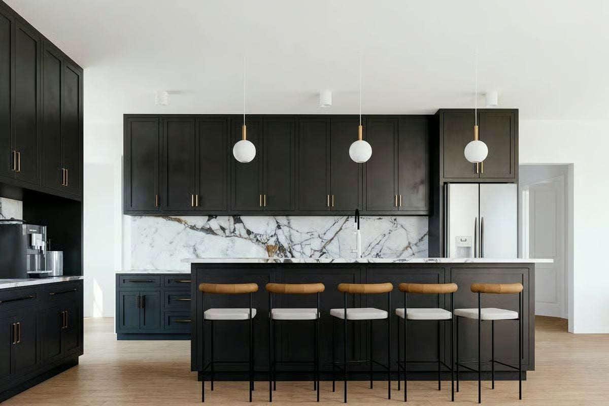 Matte Black Cabinets and Marble That Actually Earns the Attention