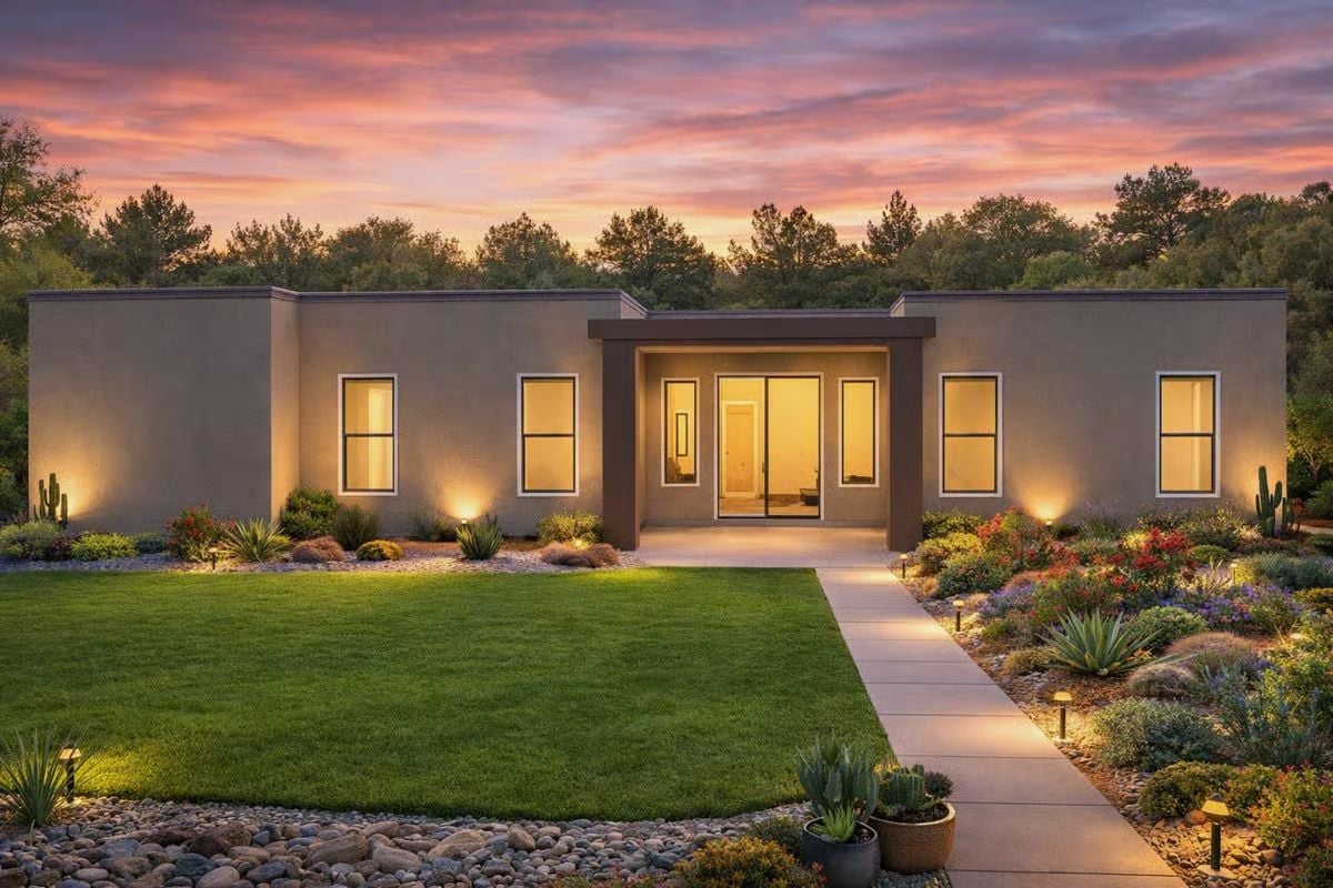 Warm Lights at Dusk on a Southwest Modern Exterior