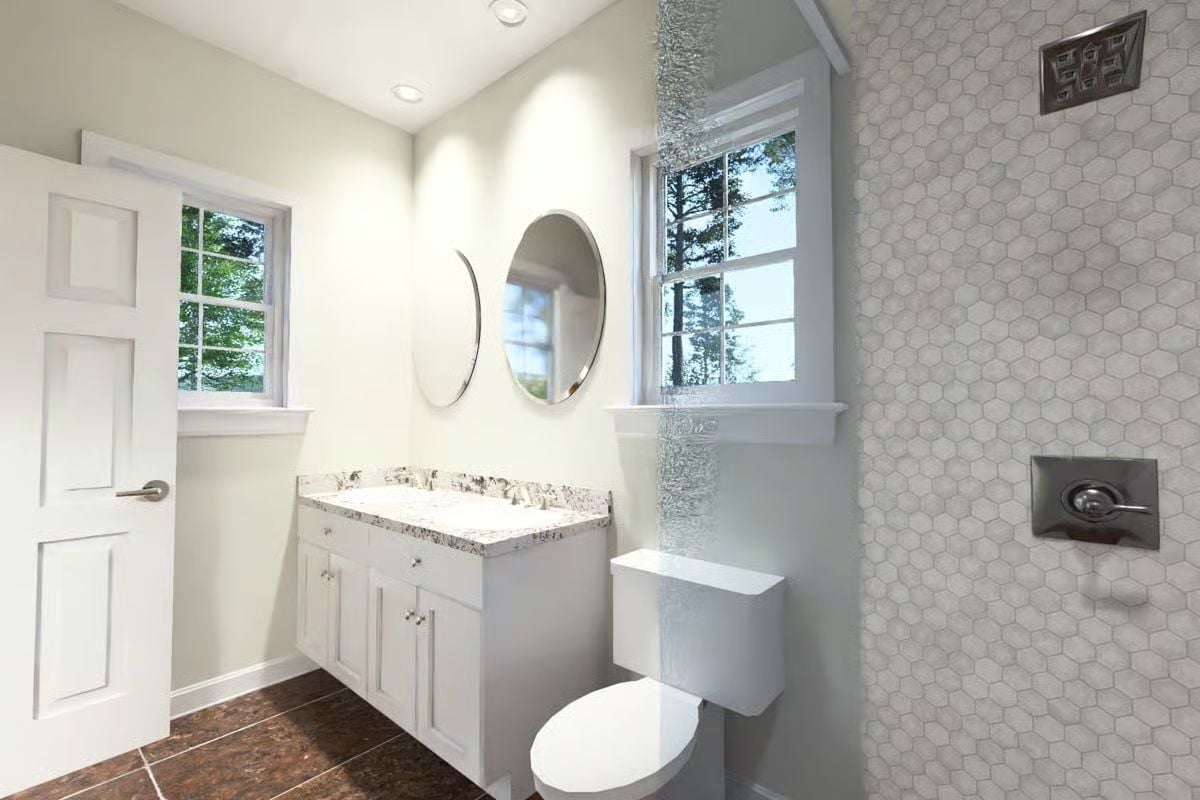 Hexagonal Tile and an Open Shower Wall Make This Bathroom Feel Considered