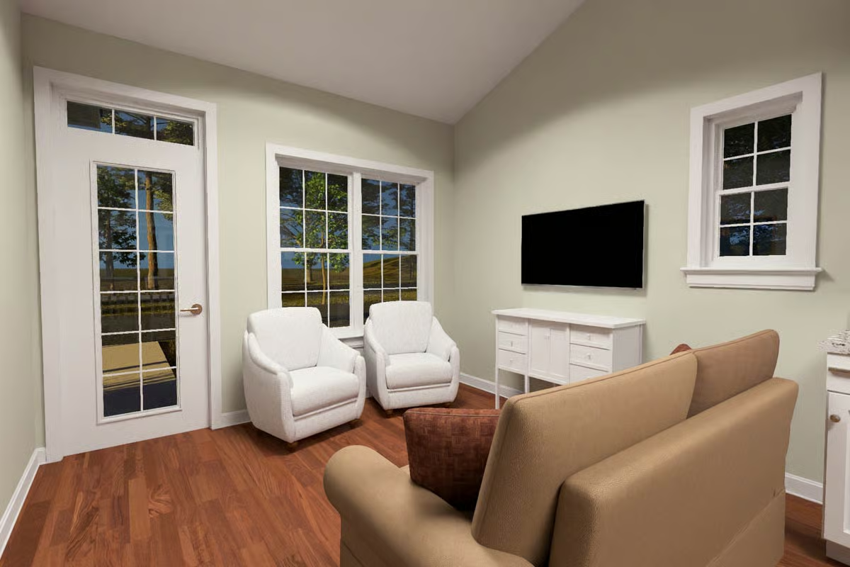 Cottage Living Room Built for Kicking Back