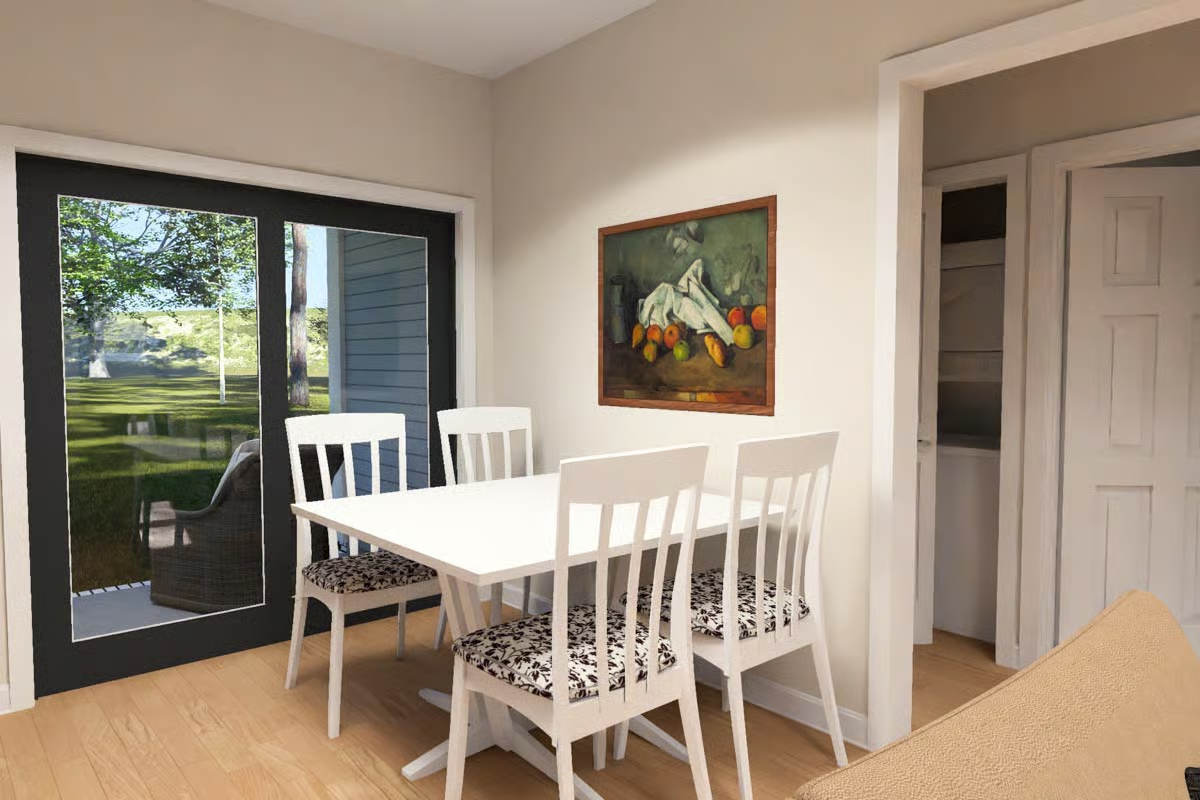 Cézanne on the Wall and French Doors to the Yard Keep Dinner Casual