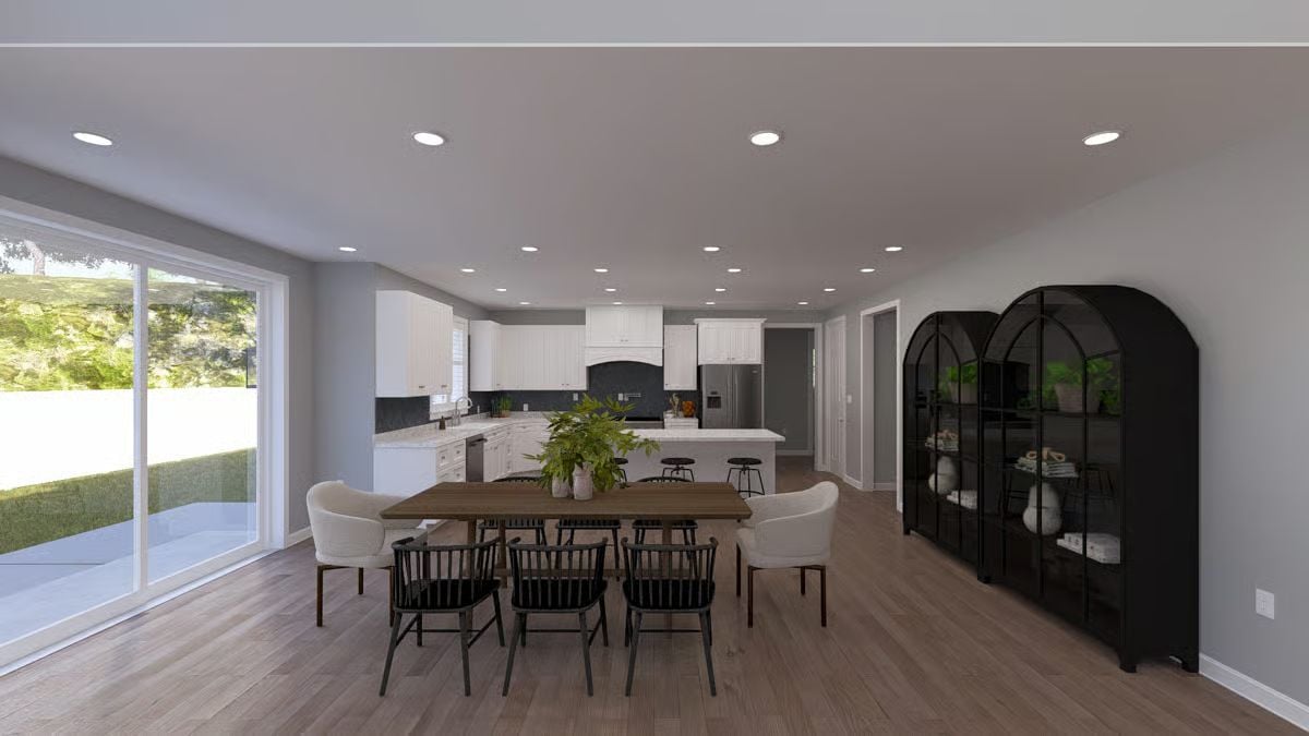 Open-Plan Dining and Kitchen Where the Backyard Feels Like Part of the Room