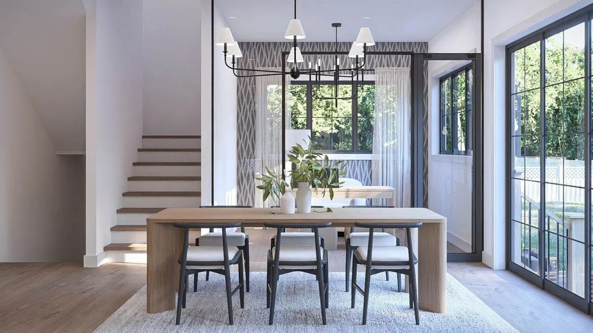 Wishbone Chairs and Wood Grain Make This Dining Room Work Hard