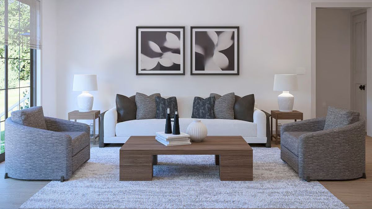 Soft Gray Armchairs and a Sofa That Anchors the Whole Room