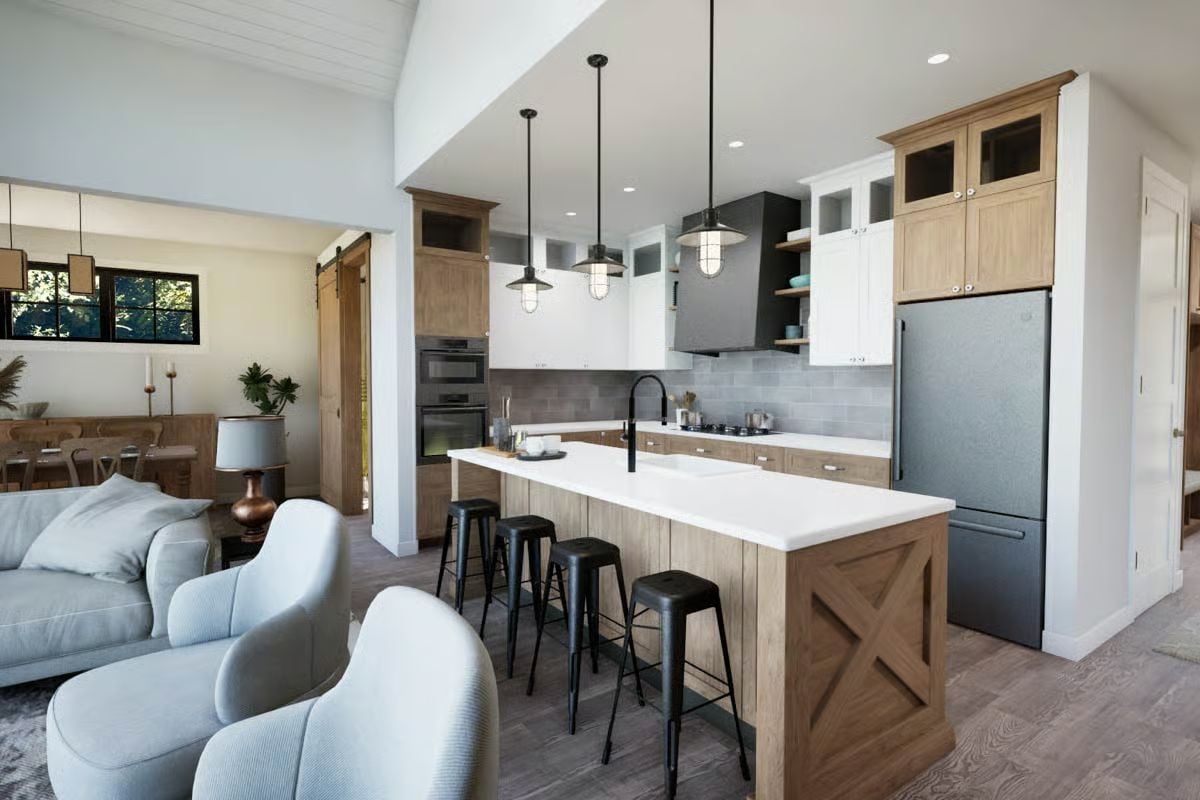 Farmhouse Kitchen Island with an X-Brace End Panel Worth Copying