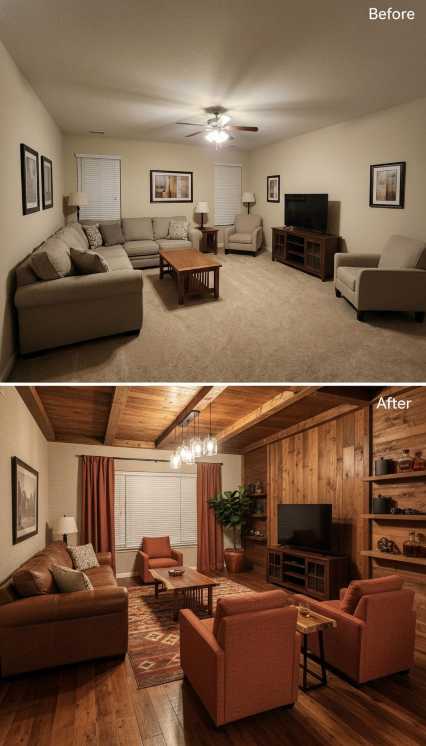Exposed Beams, Leather Seating, and a Wood Wall That Actually Earned Its Place