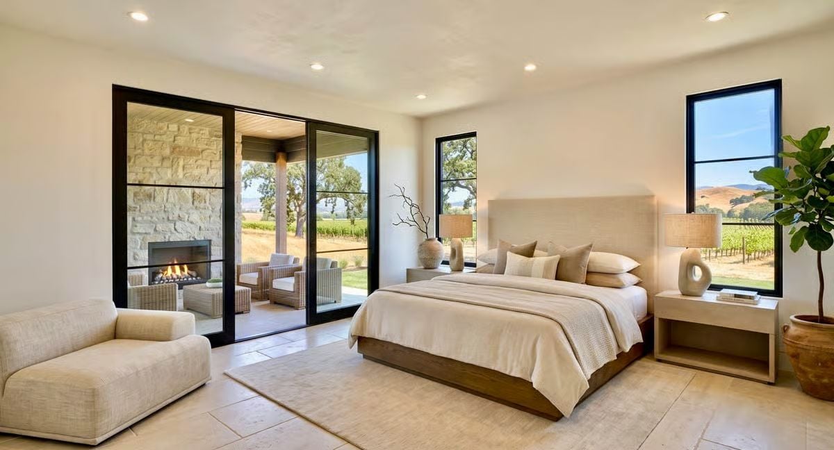 Sliding Glass, Morning Vineyard Light, and a Bedroom That Earns Its View
