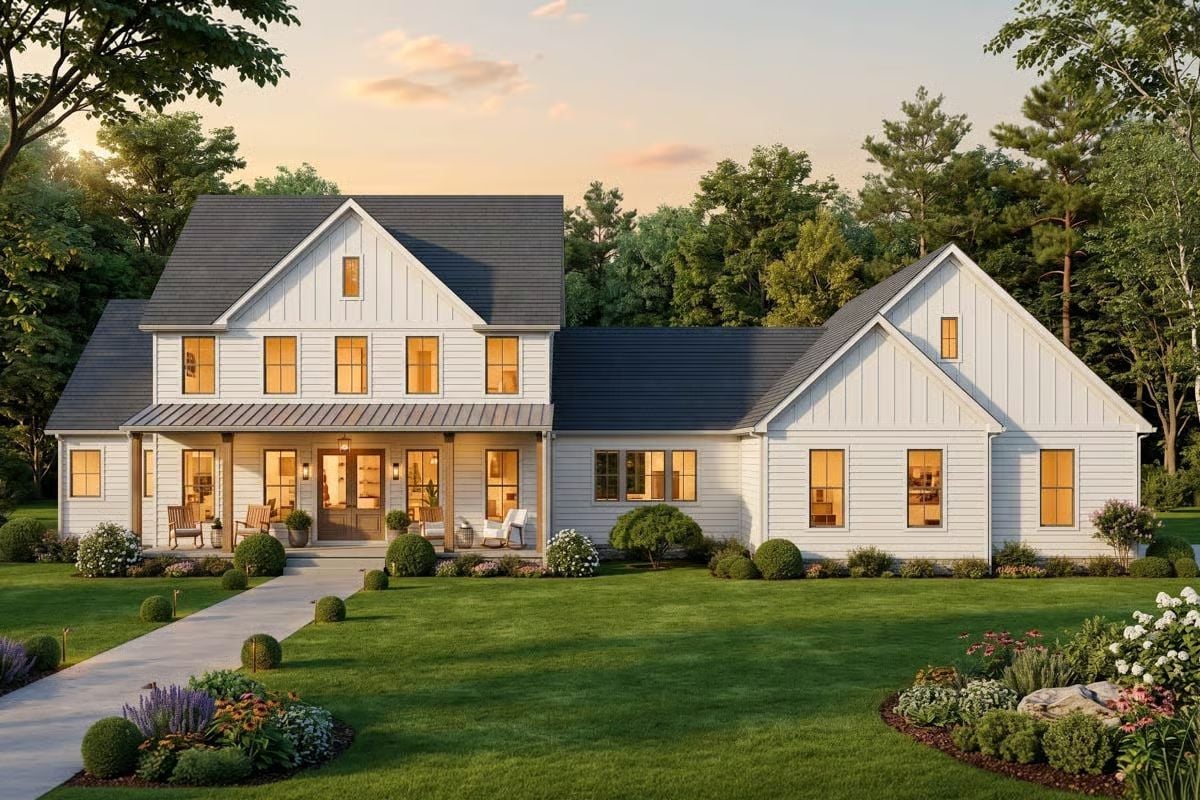 4-Bedroom Modern Farmhouse with 3-Car Garage and Bonus Room (Floor Plan)