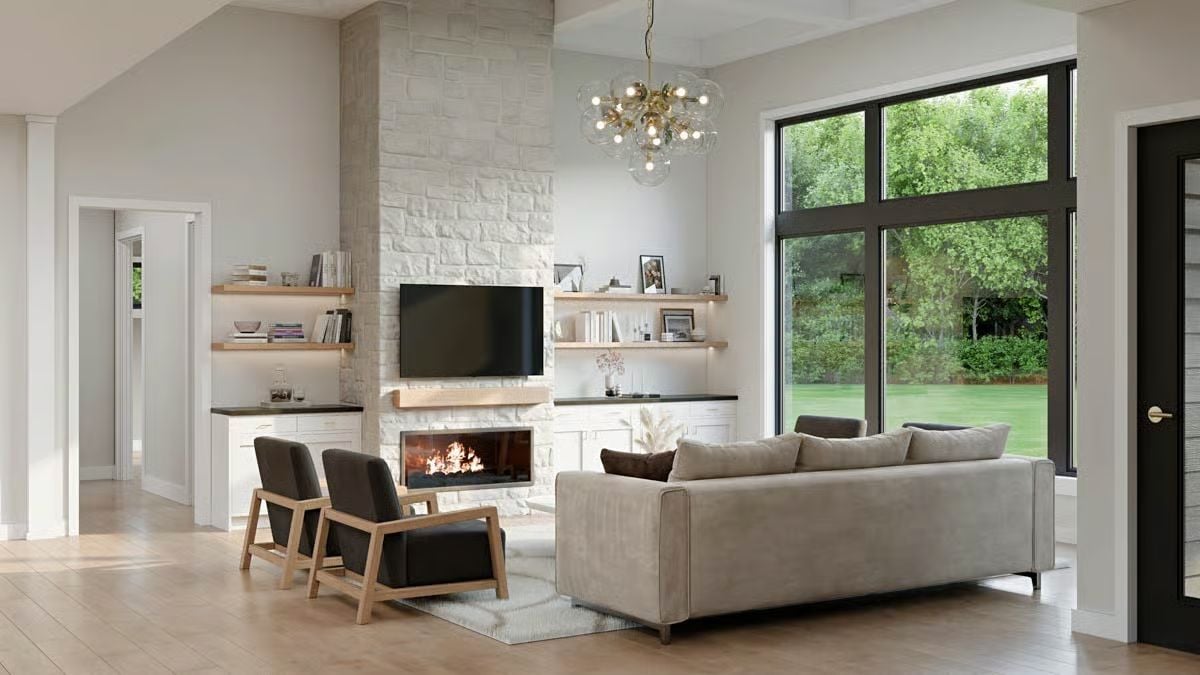 Stone Fireplace Wall with Built-Ins Done Right