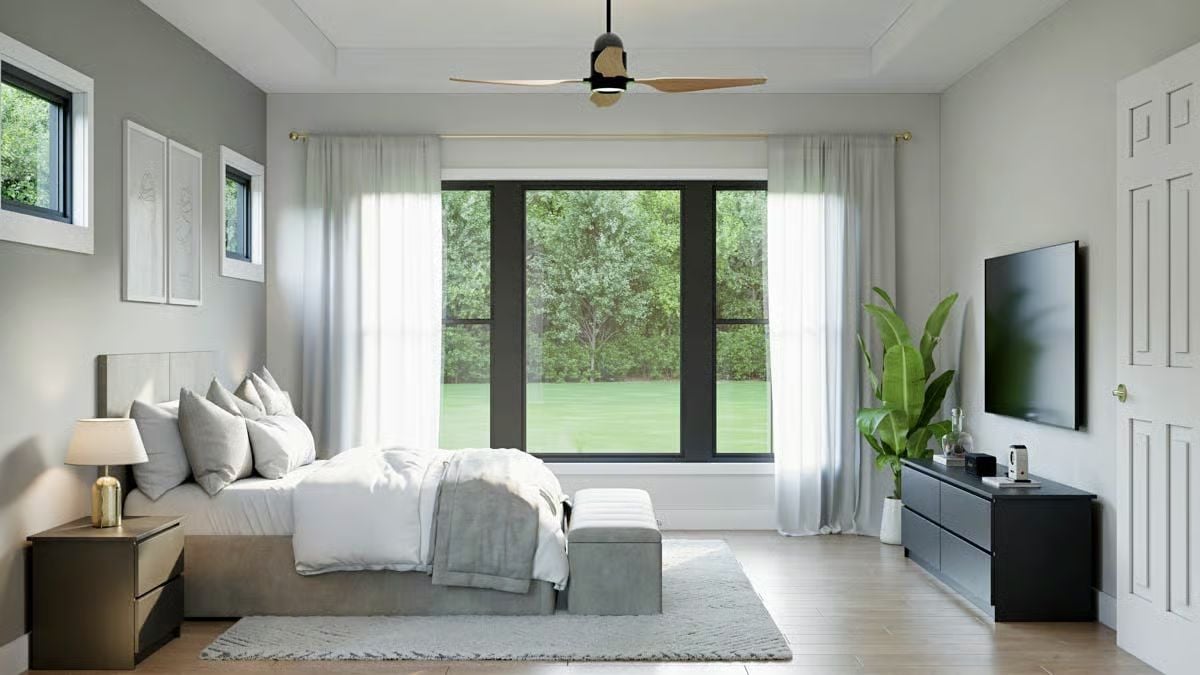 Sheer Curtains, Natural Light, and a Bedroom That Doesn't Try Too Hard