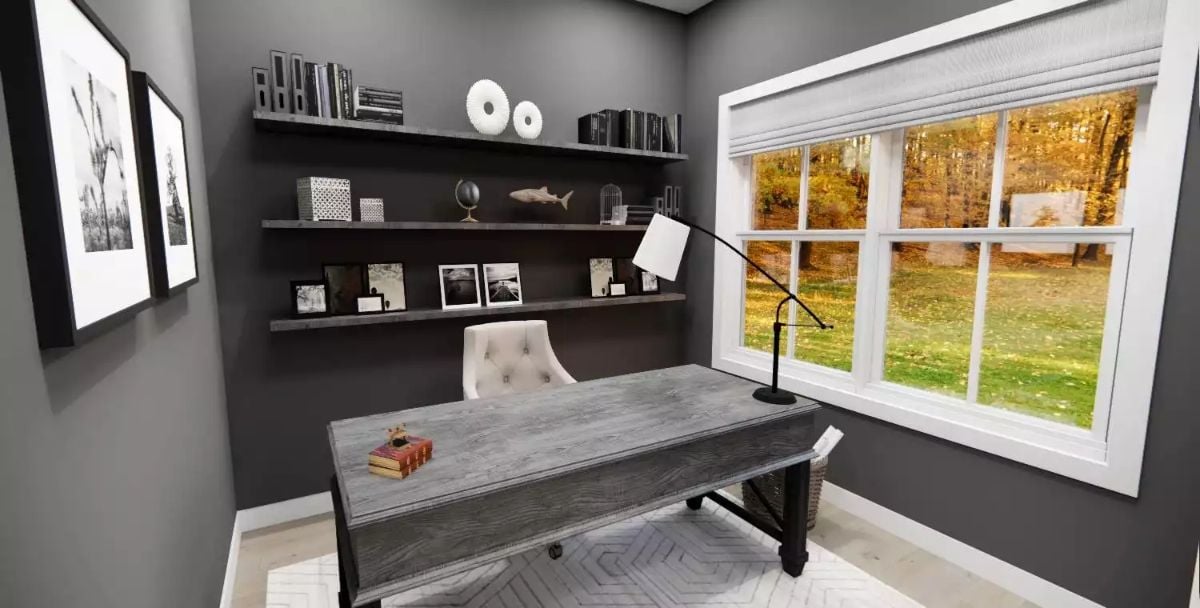 Floating Shelves, Framed Photos, and a Desk That Means Business