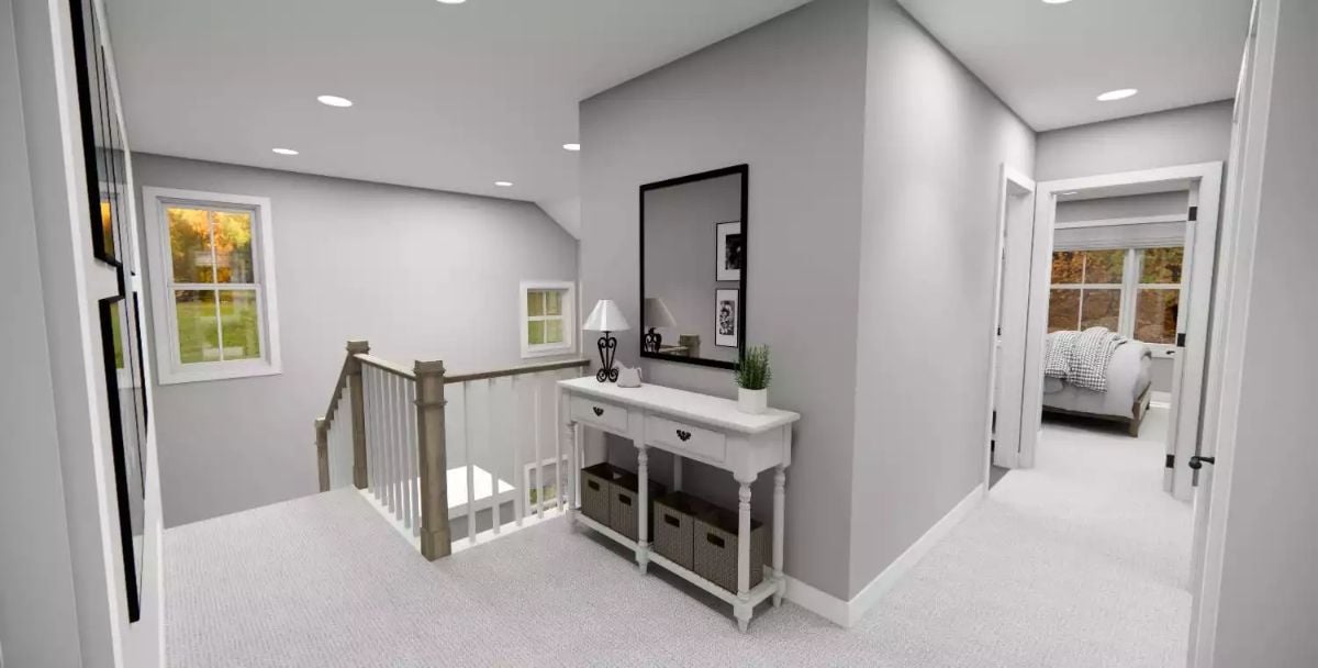Staircase Landing With a Console Table That Actually Earns Its Spot
