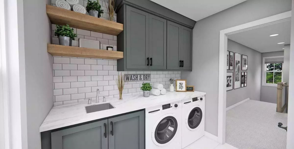 Subway Tile, Sage Cabinets, and a Laundry Room That Actually Works
