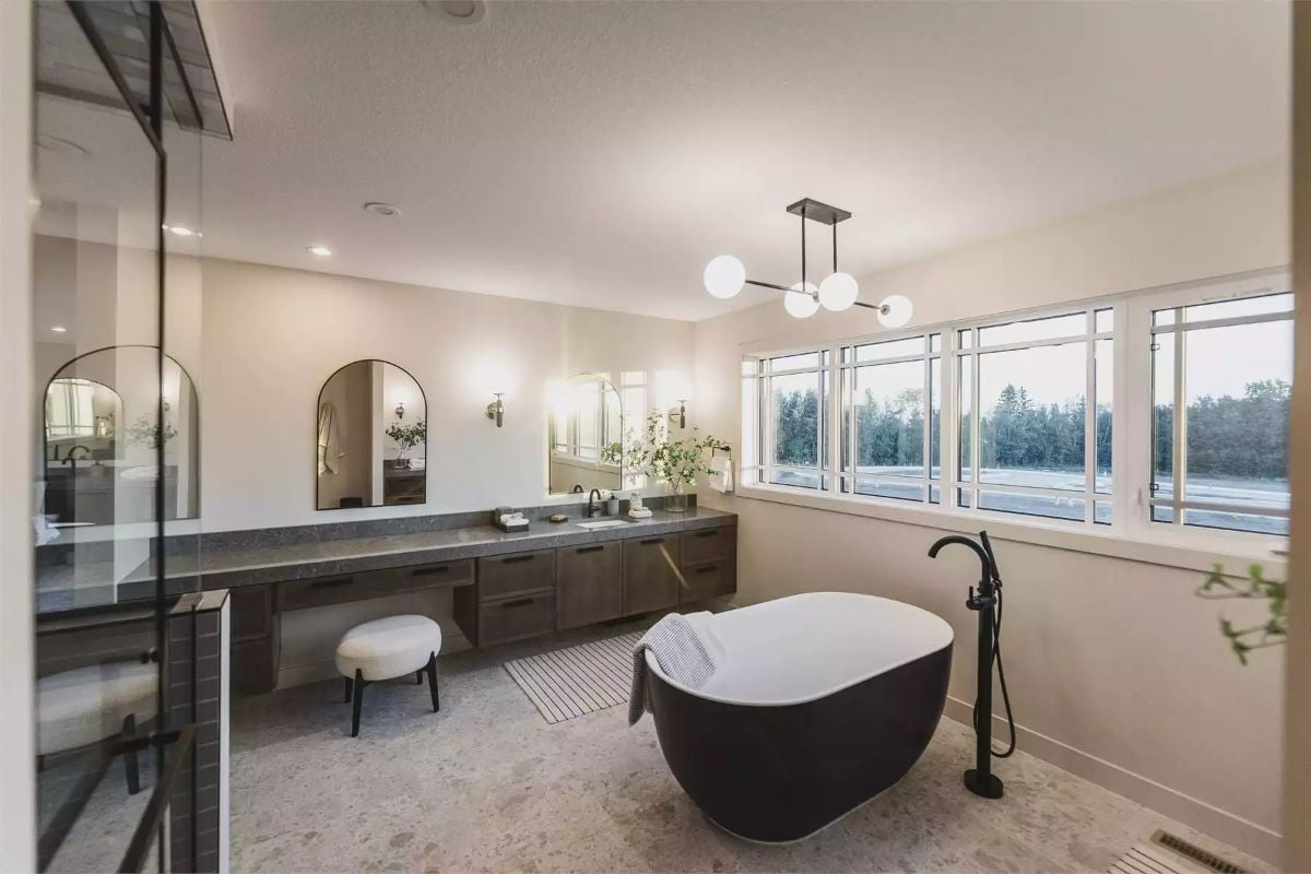Freestanding Soaker Tub with a View Worth Lingering Over