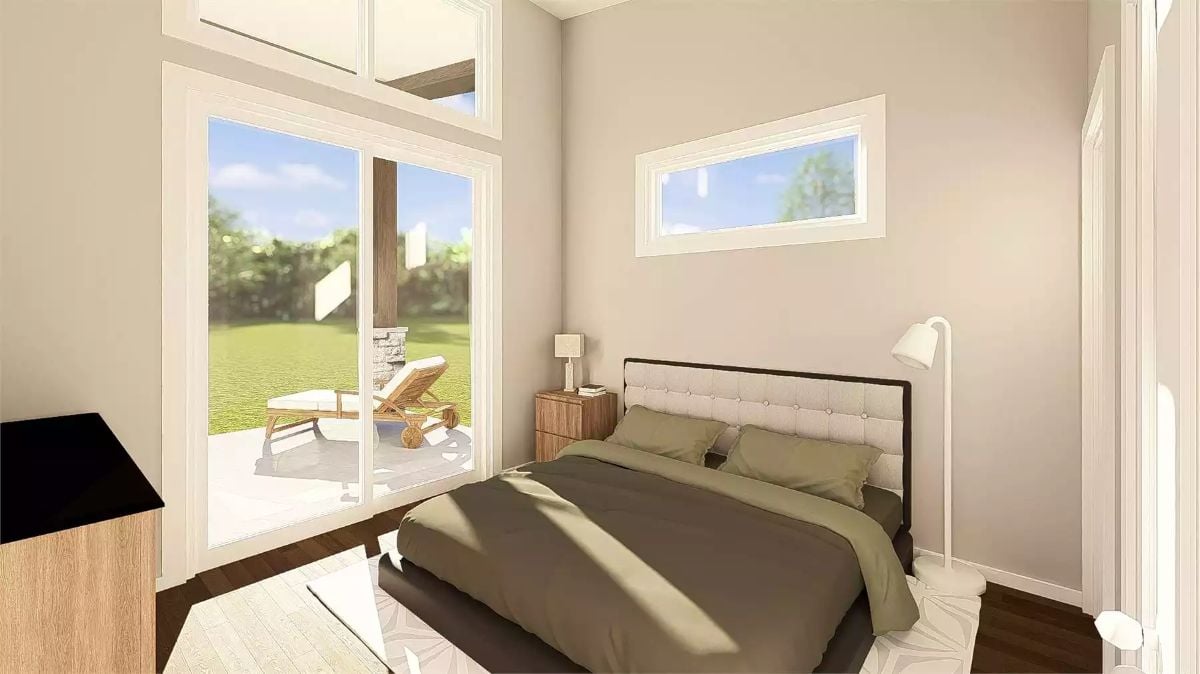 Sliding Glass Doors Pull the Backyard Patio Right Into the Bedroom