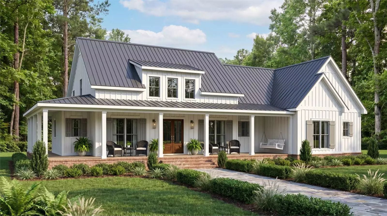 3-Bedroom Greenville Place Farmhouse Ranch with Bonus Room and Wraparound Porch (Floor Plan)