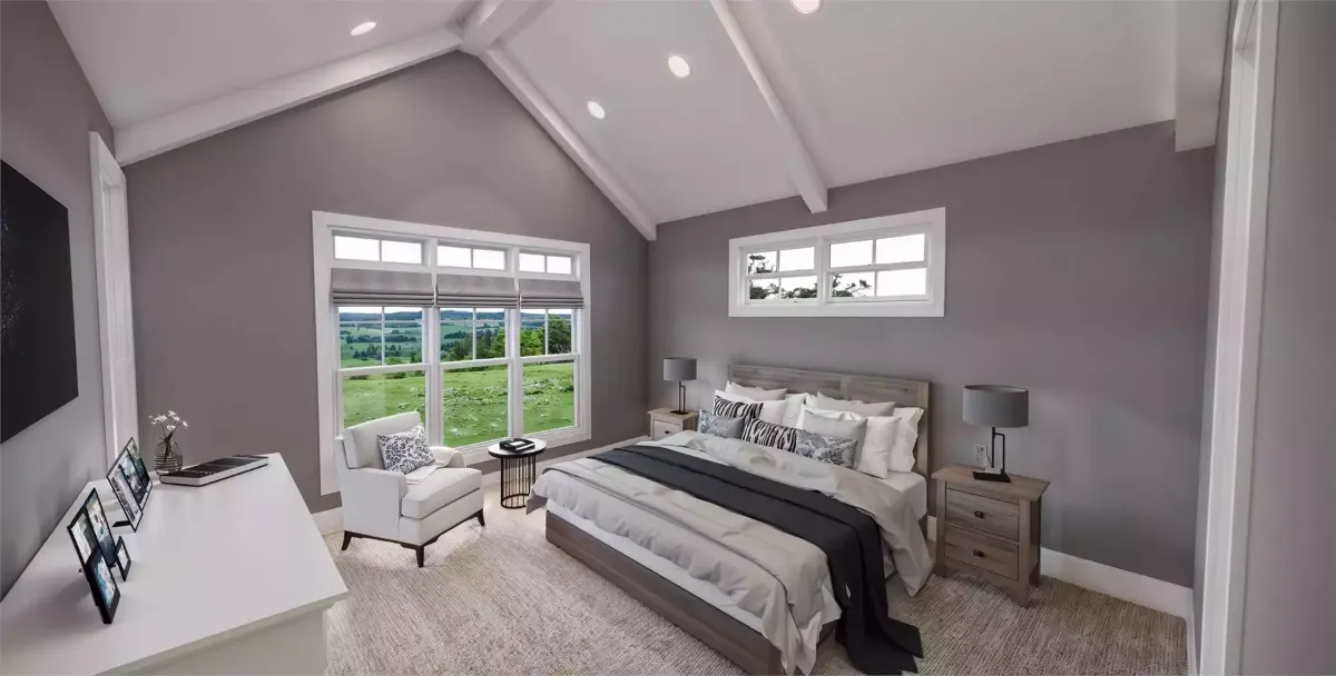 Vaulted Ceilings and a Countryside View Make This Bedroom Feel Twice Its Size