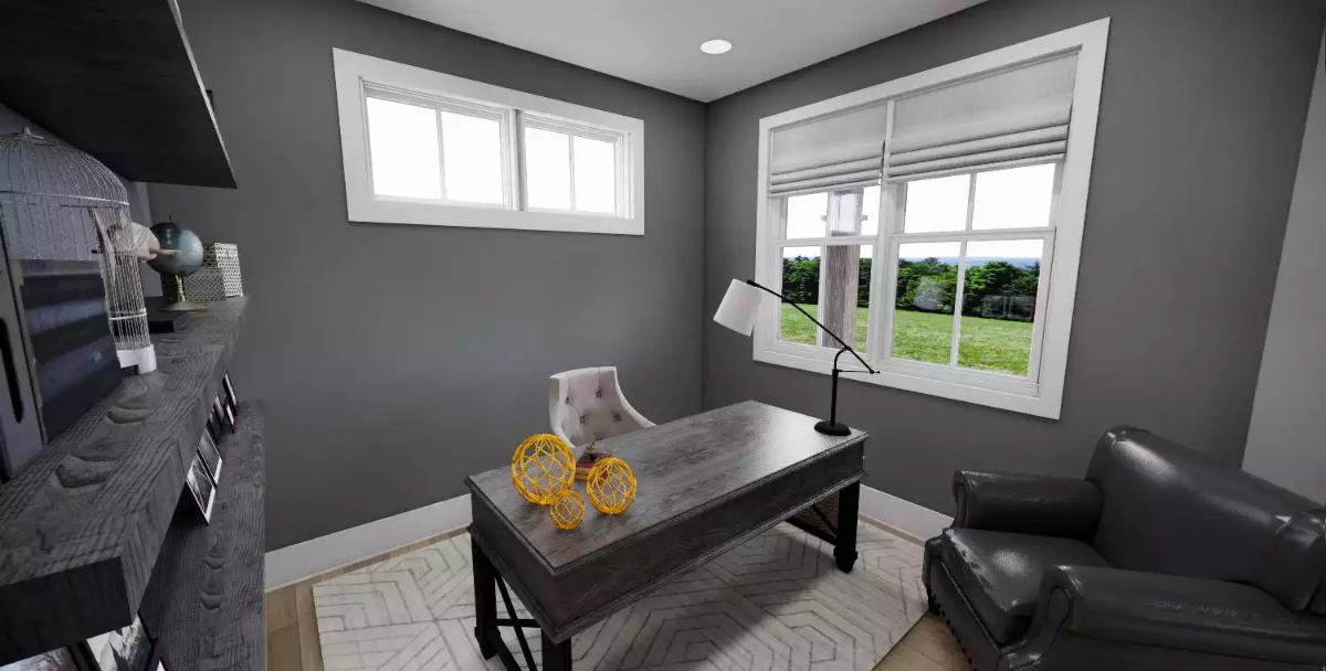 Dark Wood Desk, Yellow Accents, and a View That Makes Focus Easy