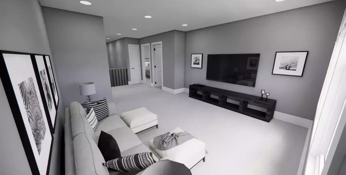 Recessed Lights, a Low-Profile Media Console, and Room to Actually Breathe