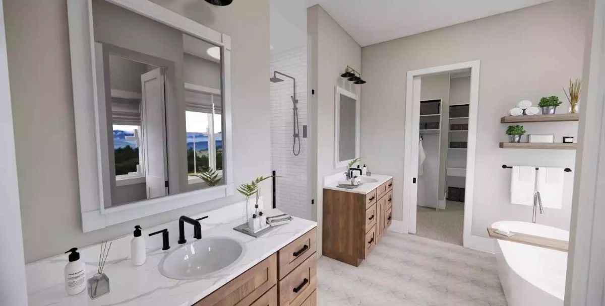 Dual Vanities and a Soaking Tub Make This Master Bath Worth the Square Footage