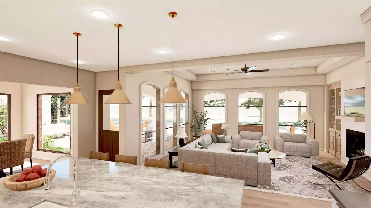 Pendant Lights Over the Island Signal Where the Kitchen Ends
