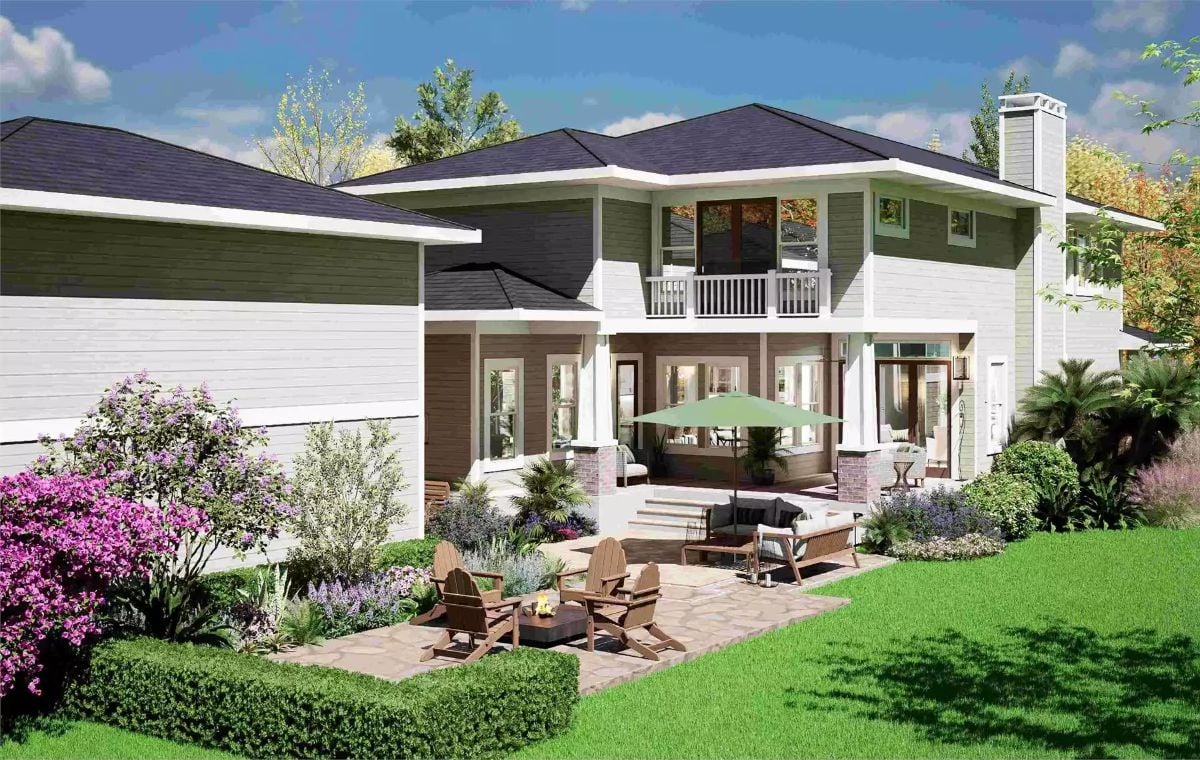 Covered Patio and Balcony Make the Backyard Worth Staying In