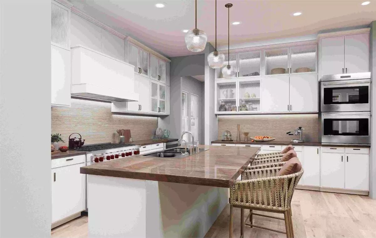 Marble Island Countertop Earns Every Inch of Counter Space It Takes Up