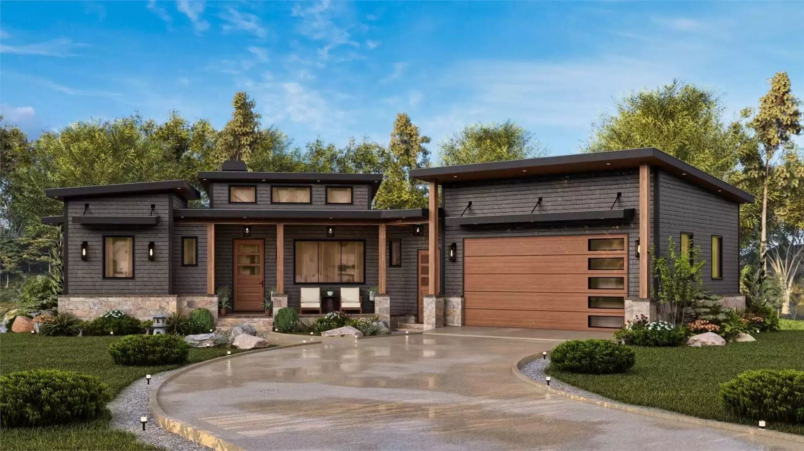 3-Bedroom Contemporary-Style Elmwood Home with Angled Garage and Walkout Basement (Floor Plan)