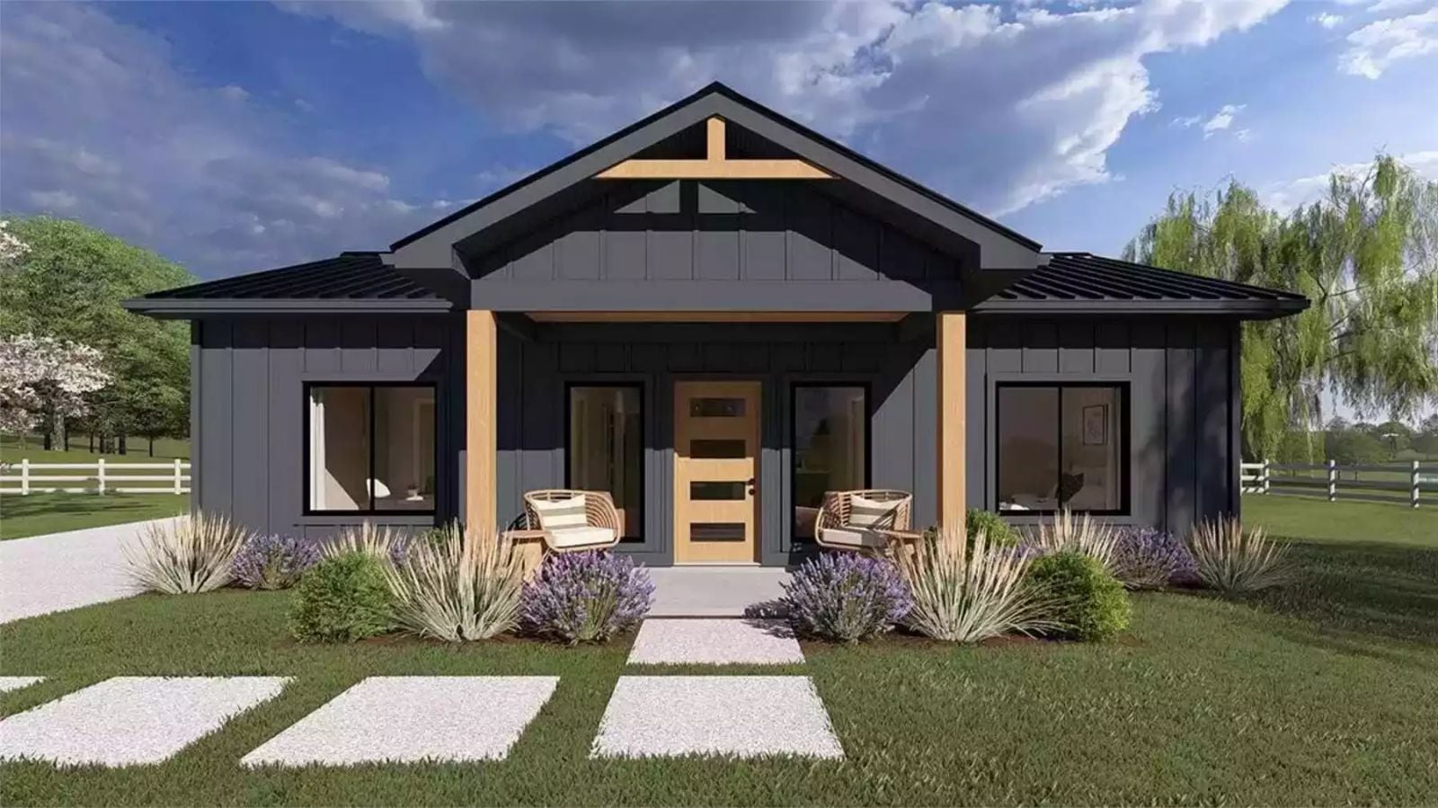 Contemporary-Style 2-Bedroom Roseville Home with Front Porch and Open-Concept Living (Floor Plan)