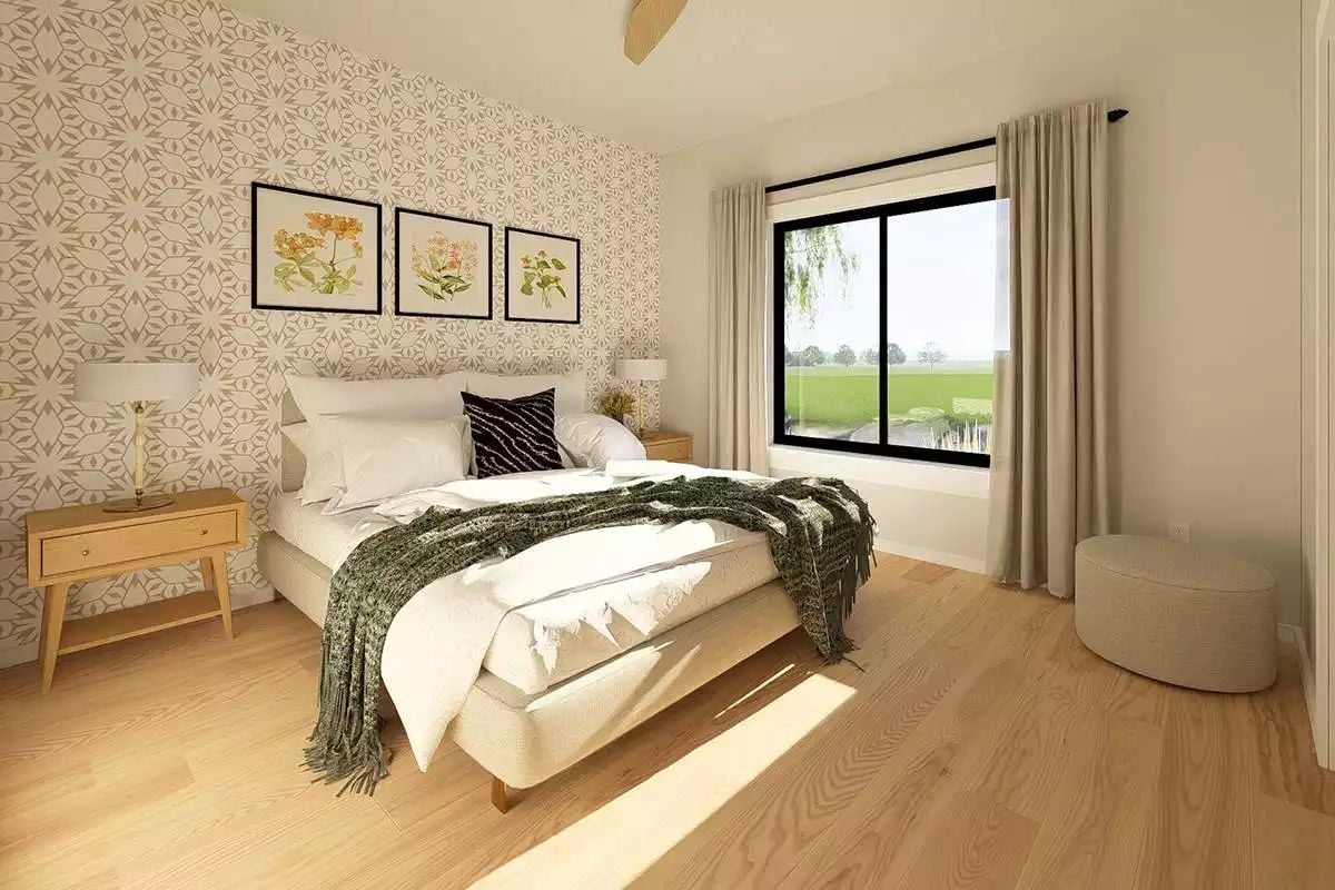 Botanical Prints and Patterned Wallpaper Give This Bedroom Real Character