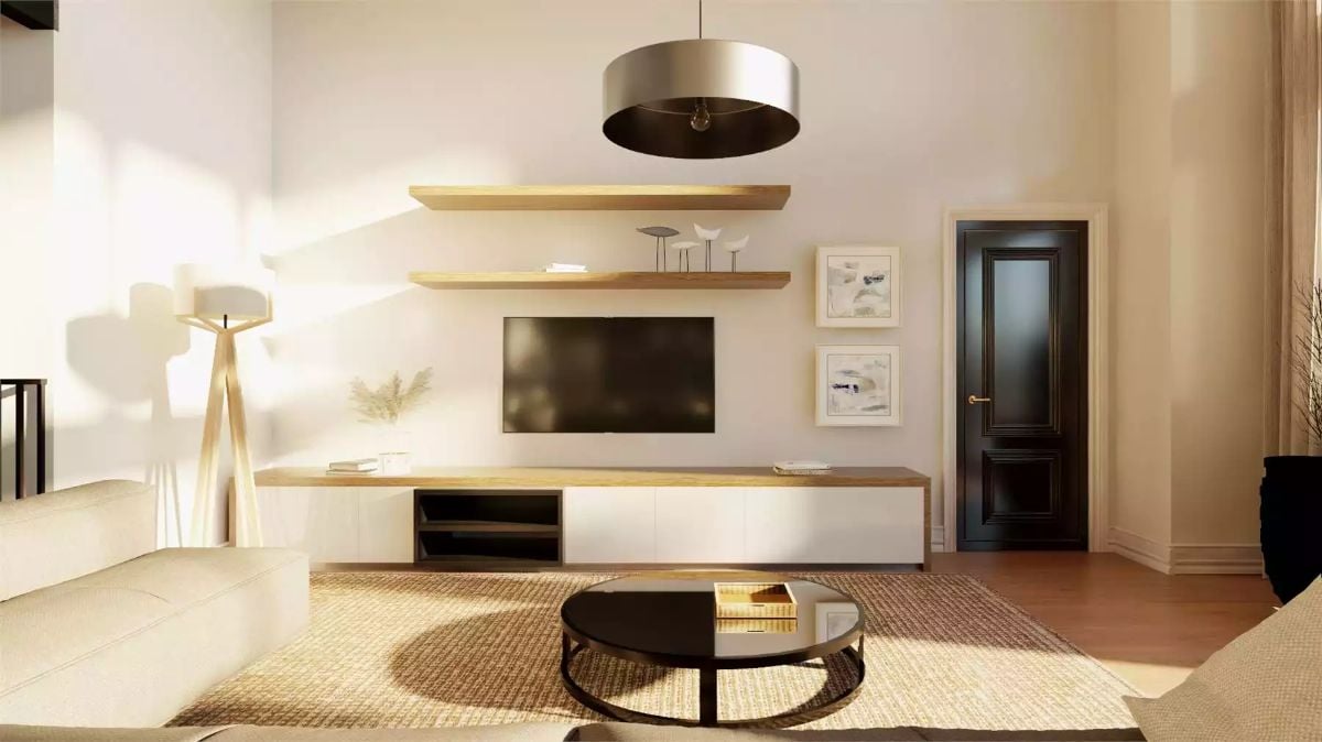 Warm Wood Tones and Clean Lines Define a Living Room Worth Staying In