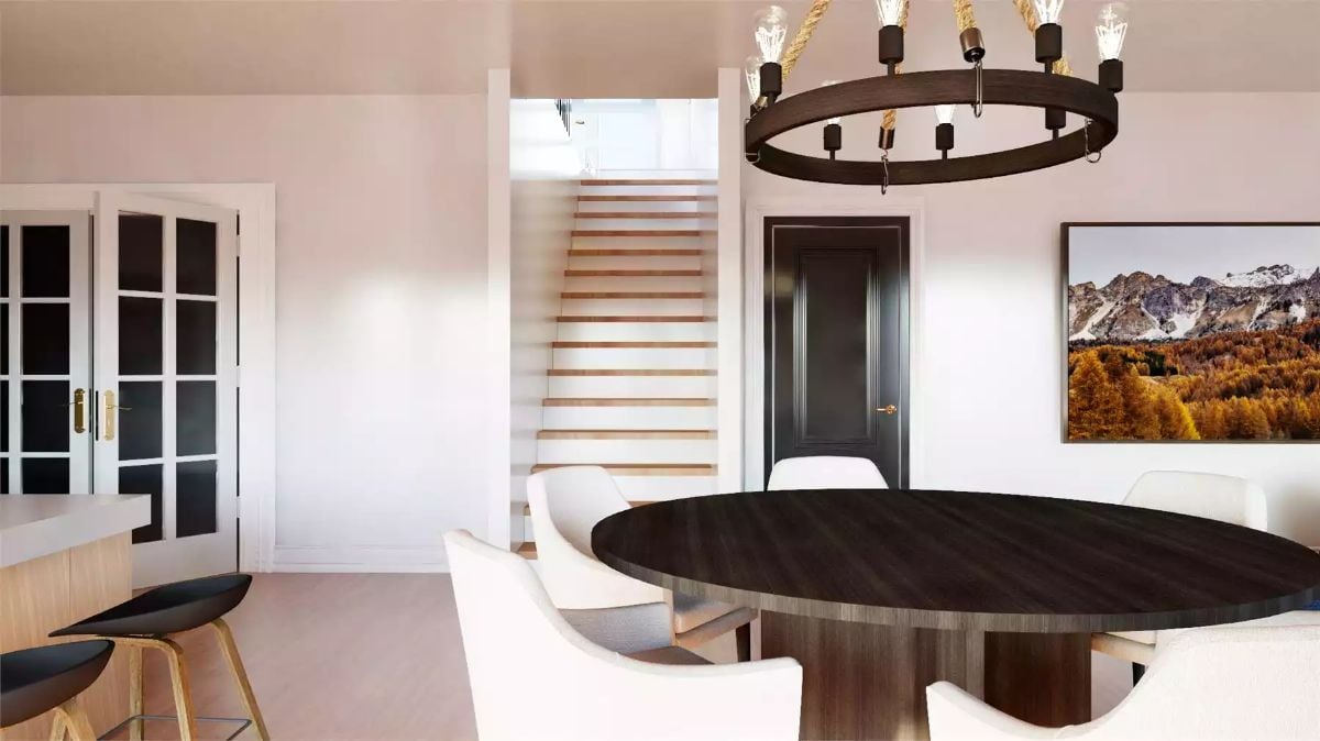 Round Table, Rope Chandelier, and a View That Earns Its Wall Space