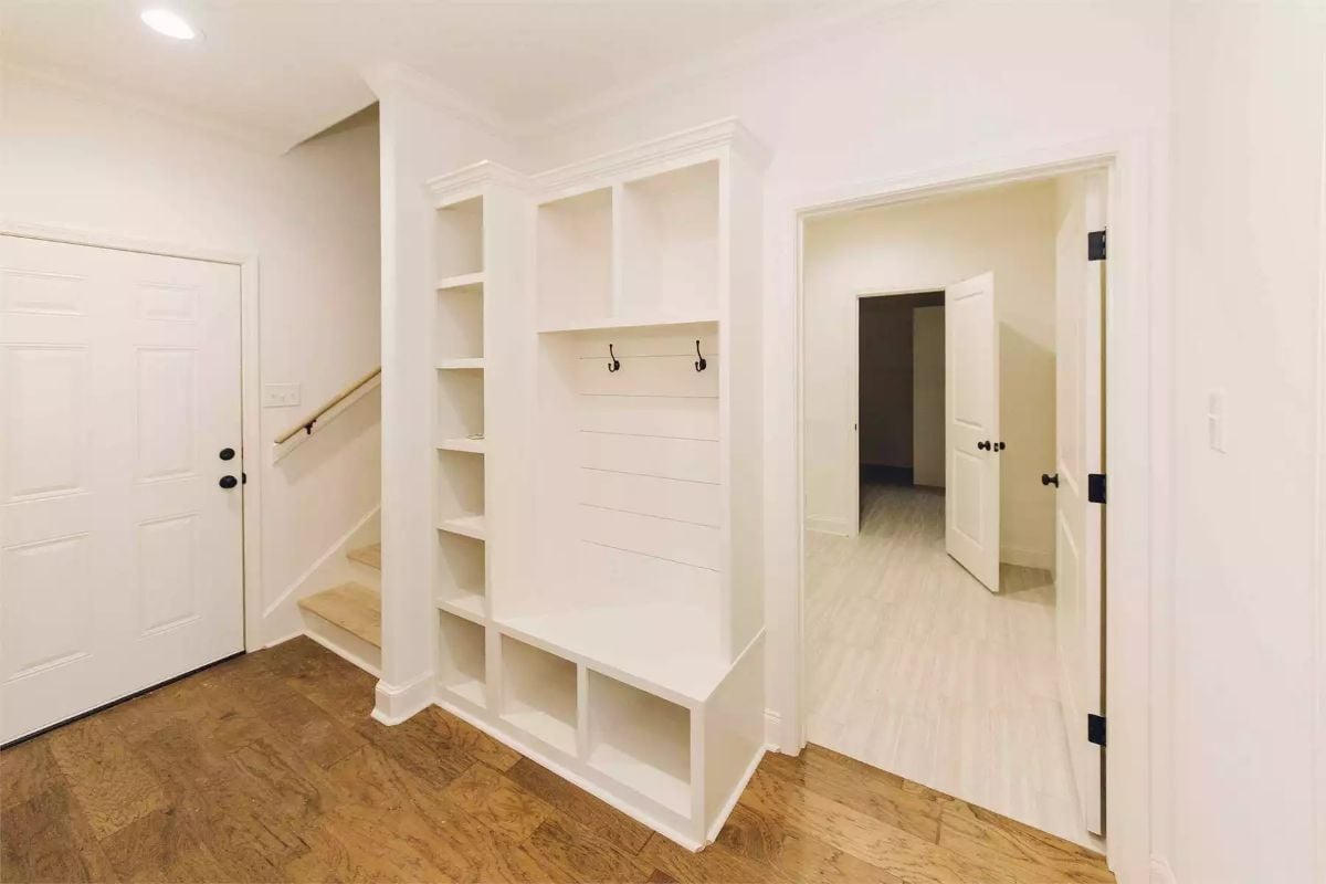 Built-In Cubbies and Shiplap Backboard Make the Mudroom Actually Work