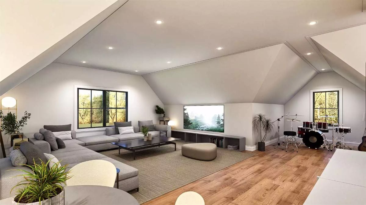 Bonus Room with a Drum Kit Proves Attic Space Doesn't Have to Be Wasted